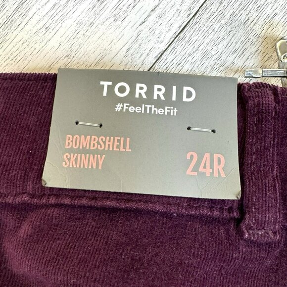 Torrid Pants Womens Plus Size 24R Bombshell Skinny Corduroy Plum Purple NWT NEW - Picture 2 of 6